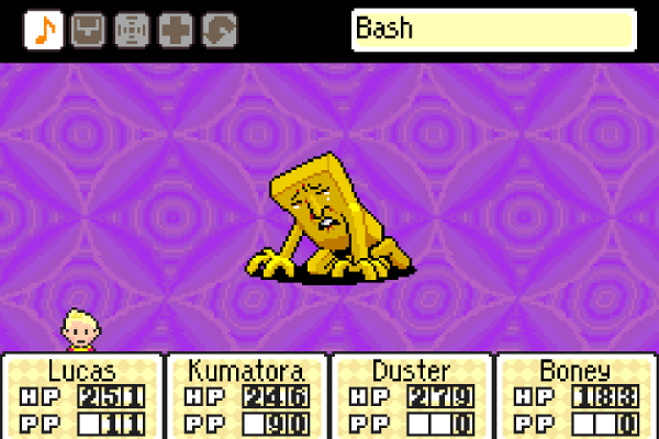 A battle screen in Mother 3.