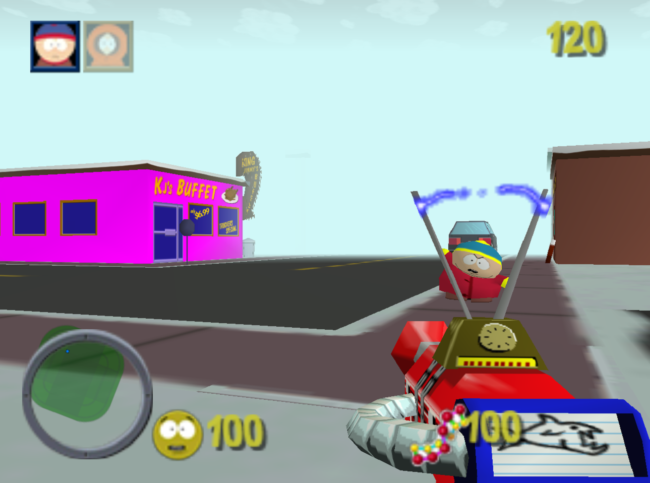 The player approached Eric Cartman in the first stage.