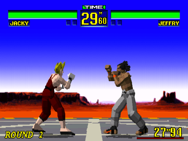 Jacky and Jeffrey fight in a standard match.