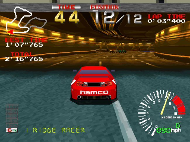 A red car approaches a tunnel in the beginner stage.