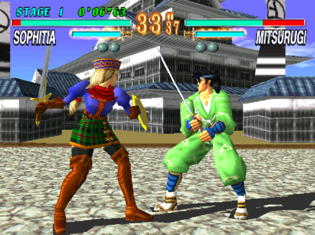 A samurai and swordswoman duke it out.