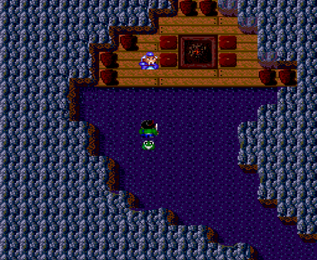 Ziria approaches the slug hermit in a cave.