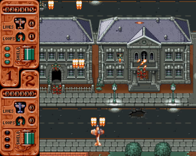 Banshee does battle with ships flying above a Victorian style city.