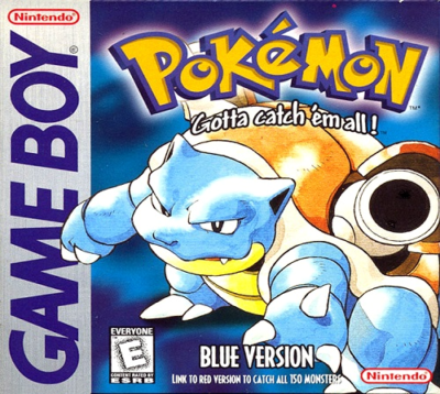 Front cover for Pokemon Blue on the Nintendo Game Boy.