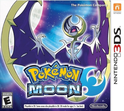Cover art for Pokemon Moon on the Nintendo 3DS handheld.