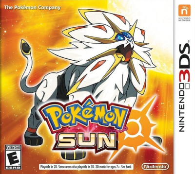 Front cover for Pokemon Sun on the Nintendo 3DS.