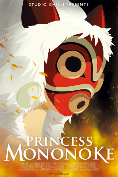 Front cover for the Studio Ghibli anime film Princess Mononoke.