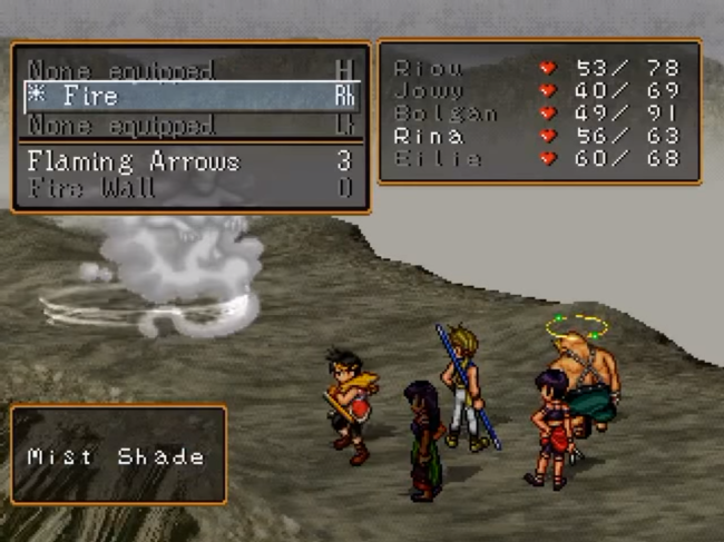 The player's party does battle with a boss.