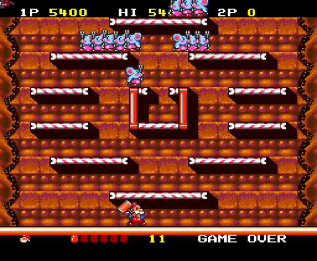 One player in an early stage in Don Doko Don.