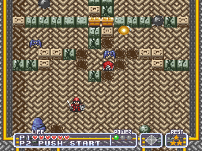 An indoor scene in Fire Striker for the Super Nintendo.