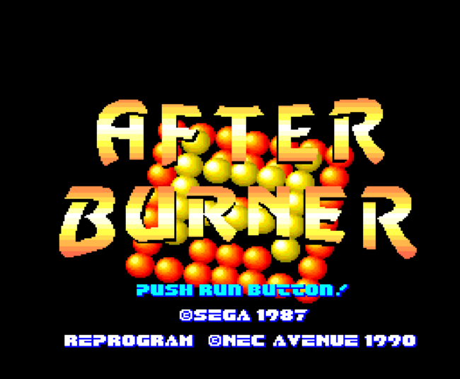 The title screen for the PC-Engine import After Burner II.