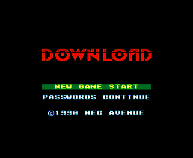 The title screen for Download on the PC-Engine.