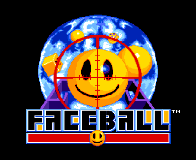 Title screen for Faceball on the PC-Engine CD.