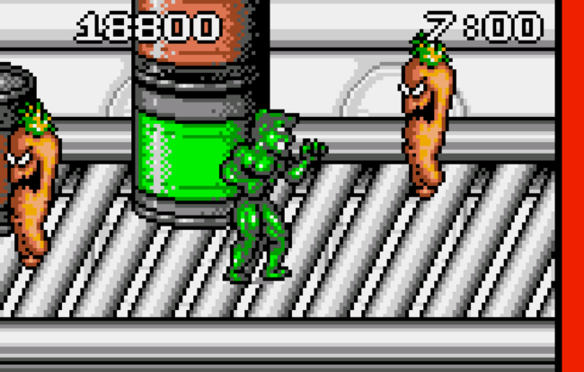 Walking toward an evil carrot in Kung Food.