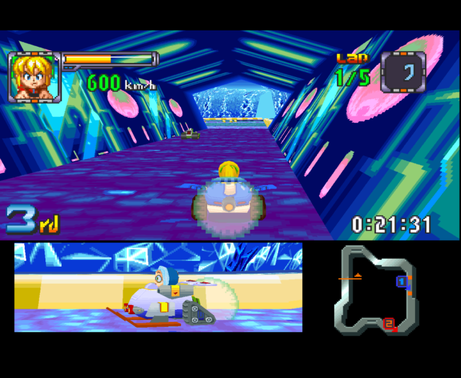 A single player race in Mega Man Battle and Chase.