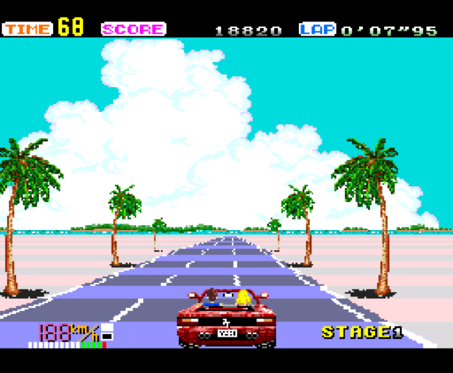 The first screenshot for OutRun on the PC-Engine.