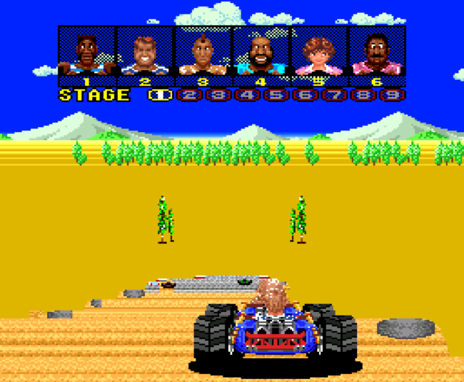 The first screenshot for the PC-Engine game Power Drift.