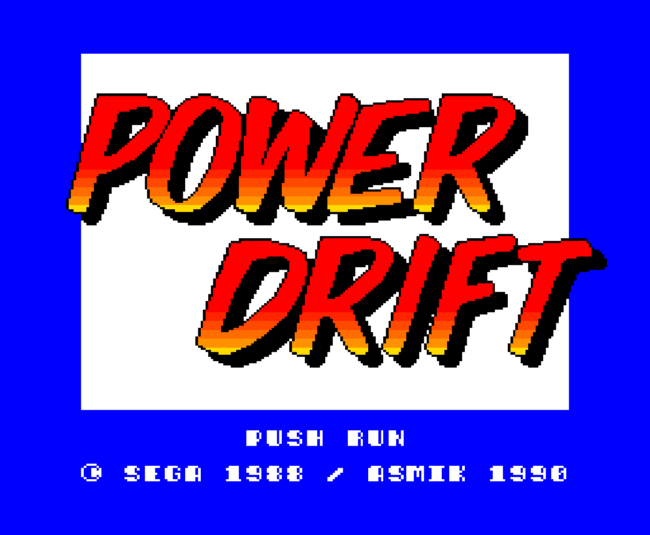 The title screen for the PC-Engine import game Power Drift.