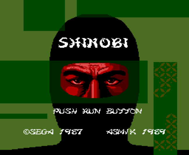Title screen for Shinobi on the PC-Engine.