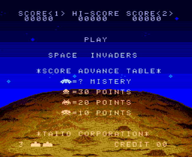 The first screenshot for the PC-Engine CD game Space Invaders.