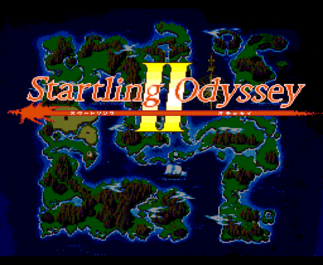 Title screen for the PC-Engine CD import RPG Startling Odyssey II.