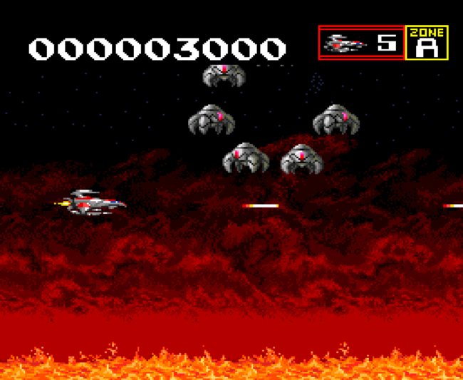 The second screenshot for Super Darius 2 on the PC-Engine CD.