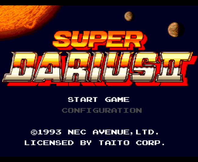 The title screen for Super Darius 2 on the PC-Engine CD.