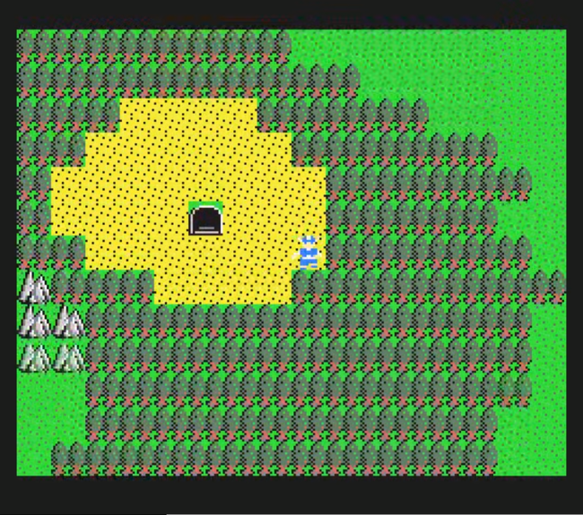 Exploring the world map in Dragon Quest for the MSX.