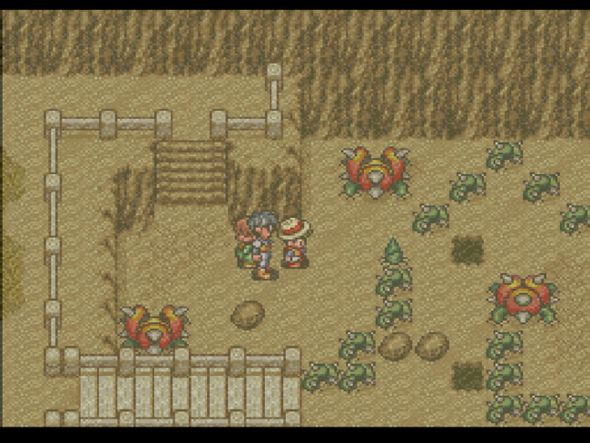 The three main characters wander through a desert area.