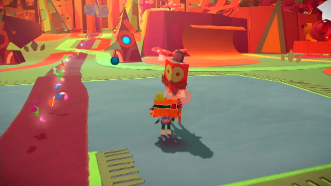 An orange sunset in the world of Tearaway.