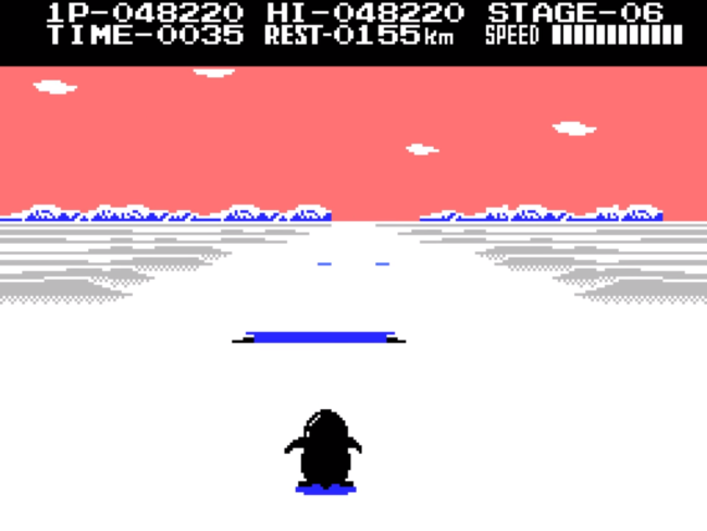 A sun sets across the sky while Penta races to his goal.