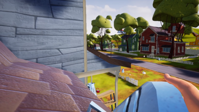 Climbing on the rooftops in Hello Neighbor.
