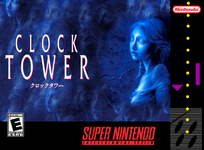Front cover for Clock Tower on the Super Famicom.