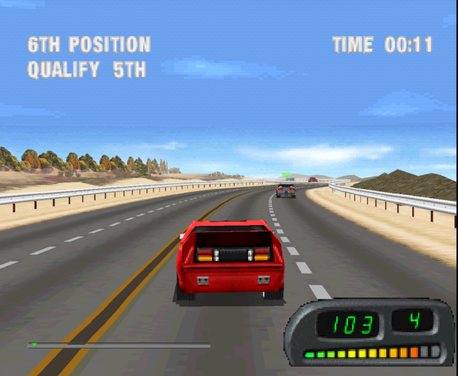 A straightaway stretch of road in Hooters Road Trip.