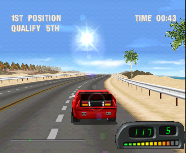Racing on a nearly empty race track.