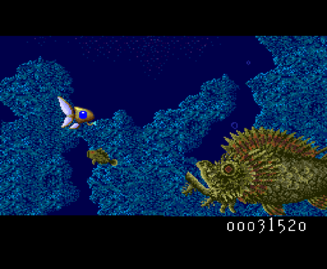 Fighting a boss in an early stage in Deep Blue.