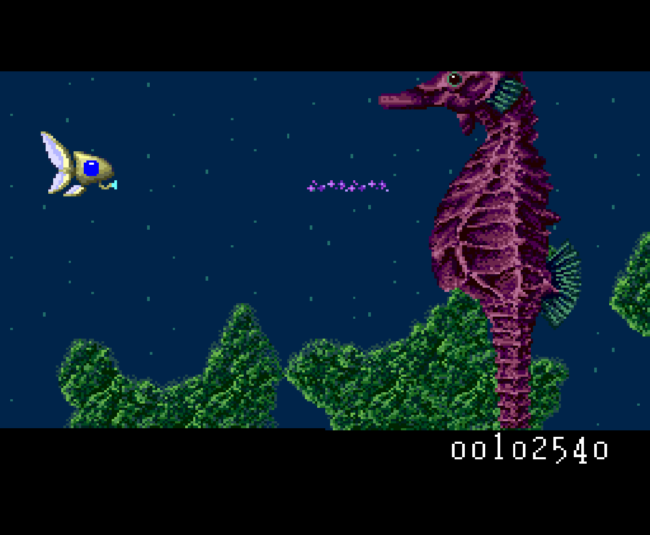 Fighting a giant seahorse.