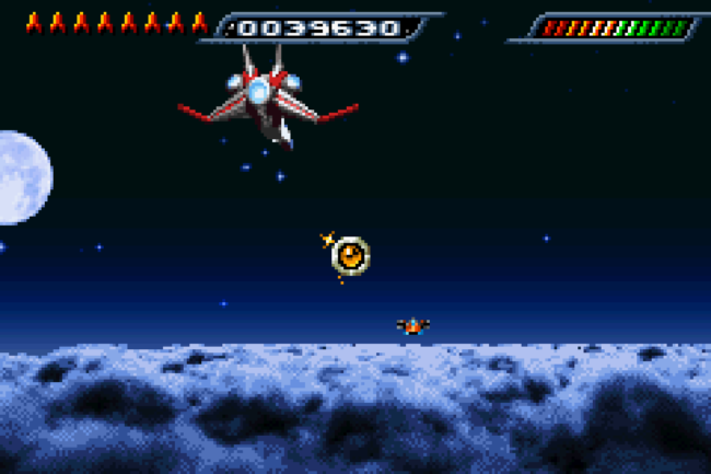 The main ship flies through outer space.