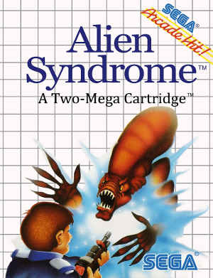 Front cover for Alien Syndrome on the Sega Master System.