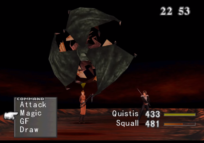 Fighting monsters in a turn based battle within a cave.