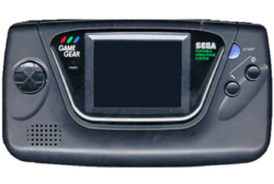 Front view of the Sega Game Gear handheld.