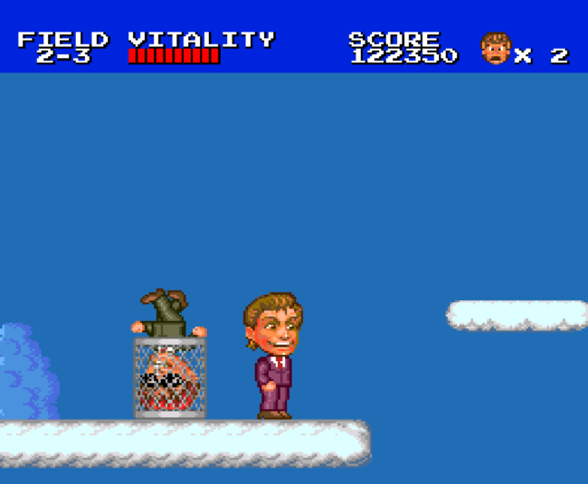 Jumping through the clouds while Jeff is in a garbage can.