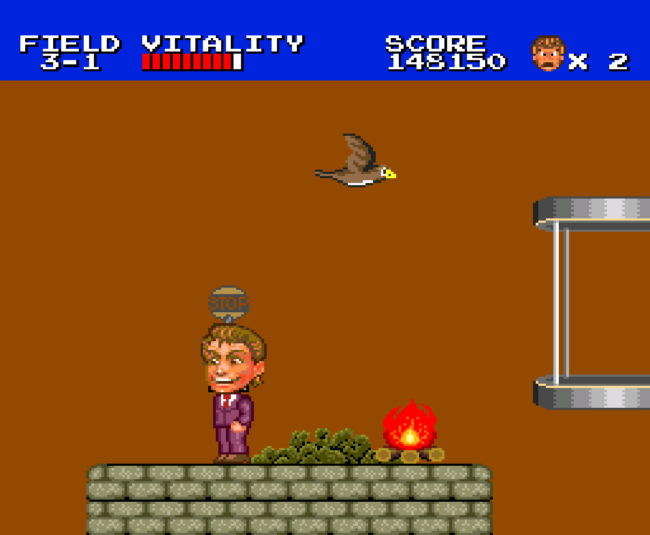 The player dodges a bird's attack.