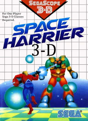 Front cover for Space Harrier 3D on the Sega Master System.