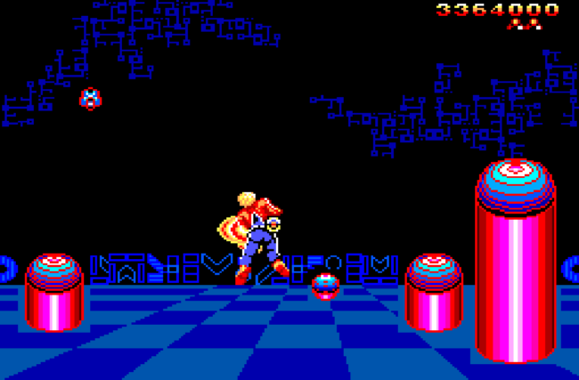 Dodging objects in the environment in a futuristic zone.