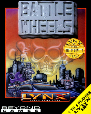 Front cover of Battle Wheels for the Atari Lynx handheld.