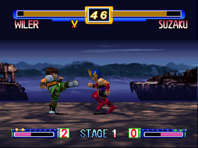 Chibi characters fighting on a dark background.