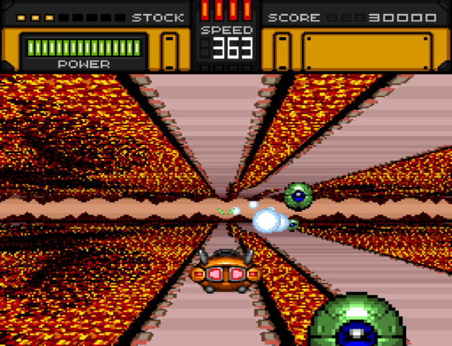 Shooting enemies in an early stage in the game.