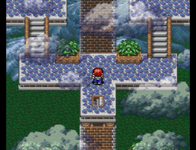 Exploring a sky based dungeon in Lufia II.