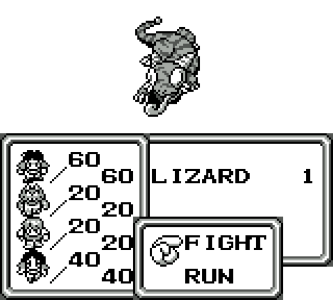 A battle screen in Final Fantasy Legend.